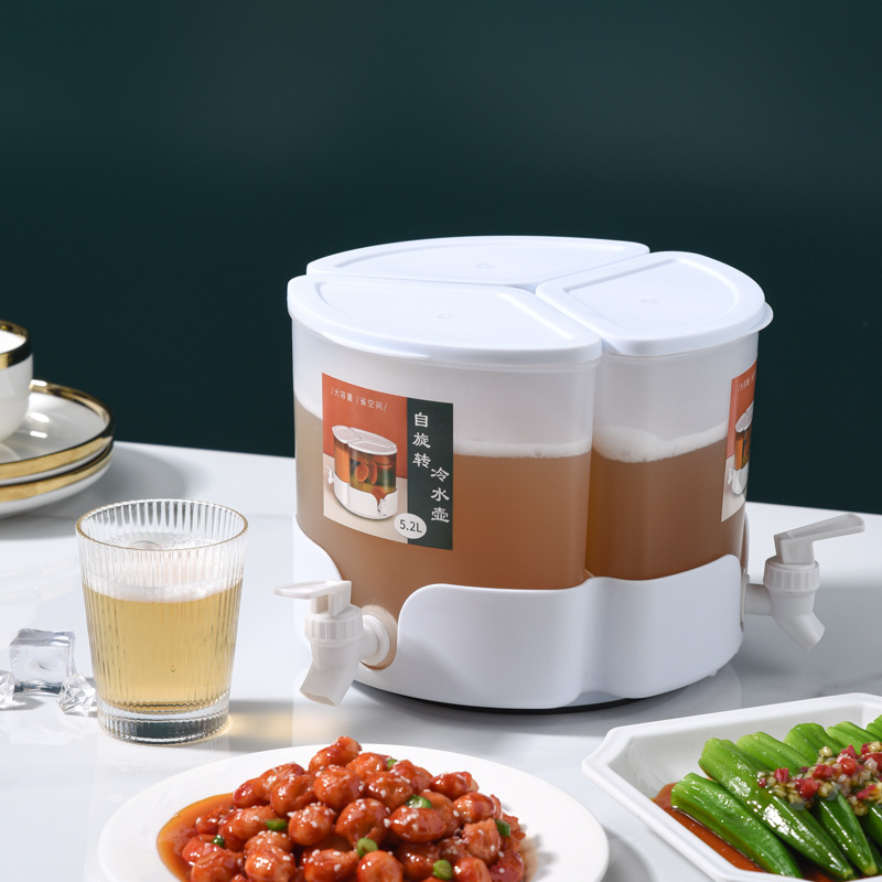 Refrigerator rotating cold water kettle with faucet, cold water kettle, cold brew ice water cup, multi-functional beverage cold water bucket, large capacity details Picture