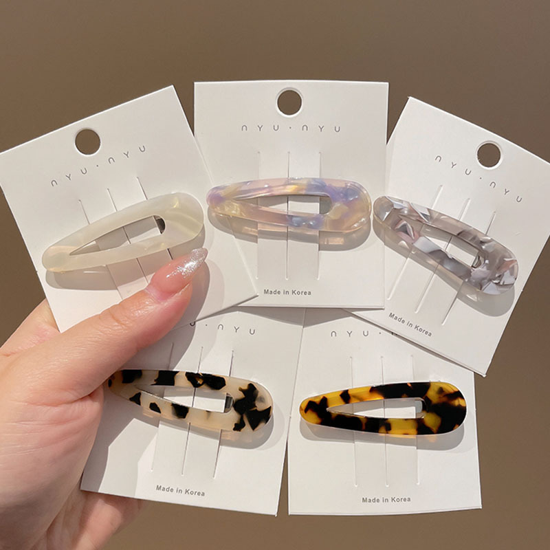 The popular minimalist acetate board BB clip, the girl side bangs clip, and the floral tortoiseshell hollowed-out teardrop hair clip details Picture