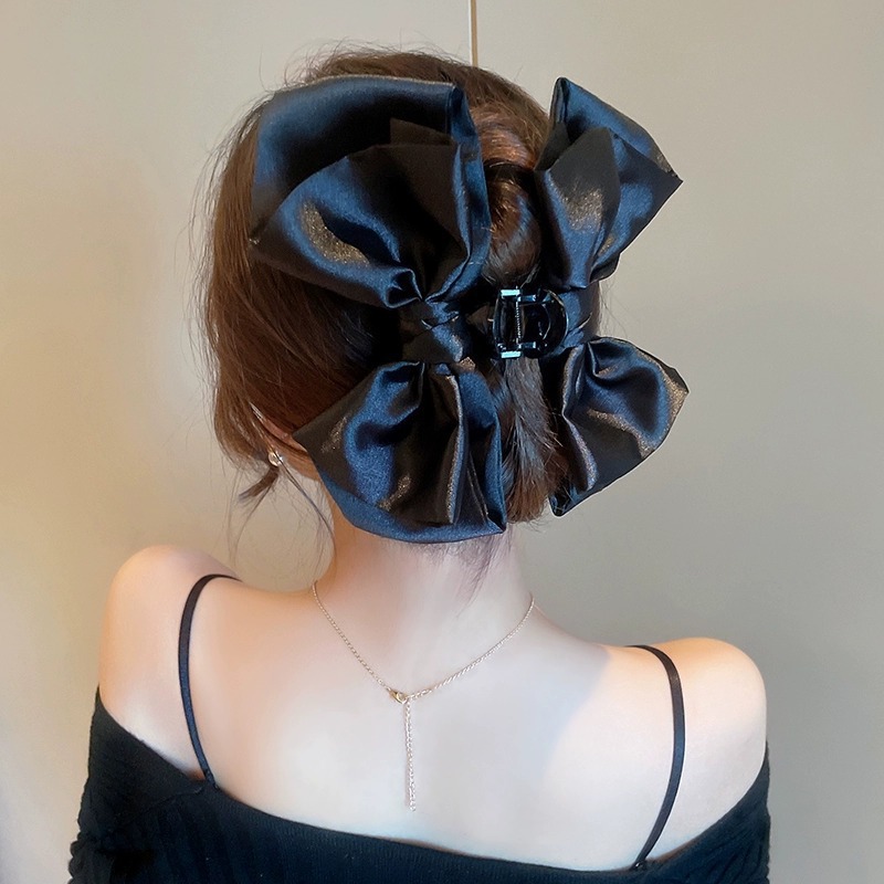 Yiwu accessories bow hair clips, new style hair grips, light luxury and high-end feel, back of the head shark clip hair accessory Specification image