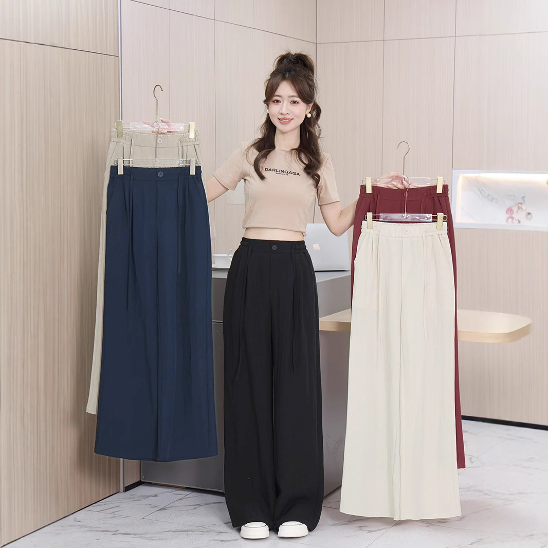 Thin breathable Tencel linen casual pants for women 2025 new summer, thin, high-end, drape wide-leg pants for women details Picture