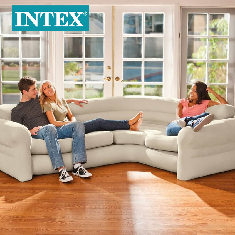 INTEX68575转角充气懒人沙发纯色家庭简易多人充气座椅批发