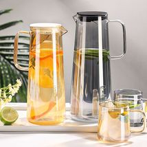 家用高硼硅玻璃冷水壶套装 大容量琥珀色玻璃柠檬壶饮料果汁壶
