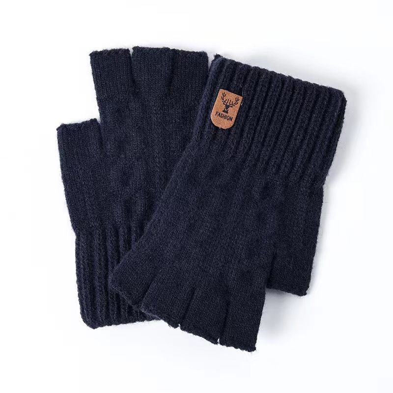 Winter warm knitted cold-proof gloves for men and women, couples, half-finger writing, autumn and winter student gloves manufacturer wholesale Specification image