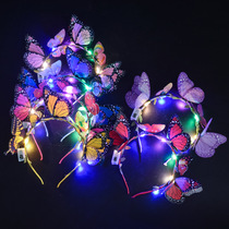 New luminous headband Korean bride super Sensen Tie Senbeauty wreath headband wedding butterfly jewelry headband