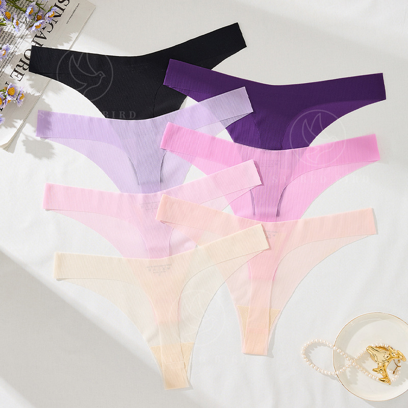 性感低腰一片式无痕隐形瑜伽T型内裤透视诱惑情趣大码女士丁字裤图