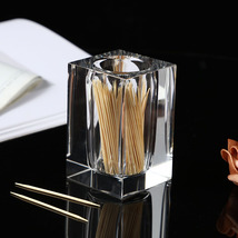 水晶玻璃牙签棉签盒方形透明牙签筒酒店餐厅牙签罐现货批发
