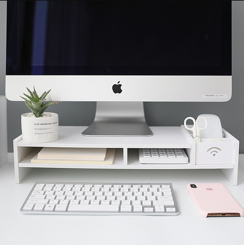 Multi-functional computer height-increasing stand, desk monitor base, multi-layer storage rack with drawers, desktop organization details Picture