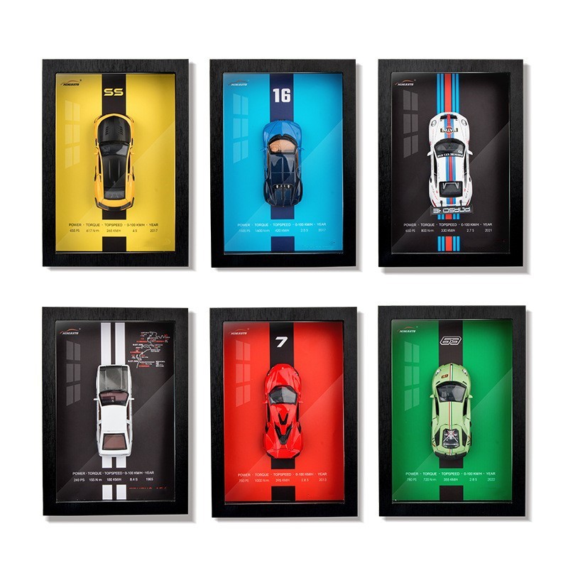 1:32 alloy car model wall paintings, simulation racing cars, sports cars, toy cars, collectibles, ornaments, gifts, living room wall paintings, decorative paintings Item Picture