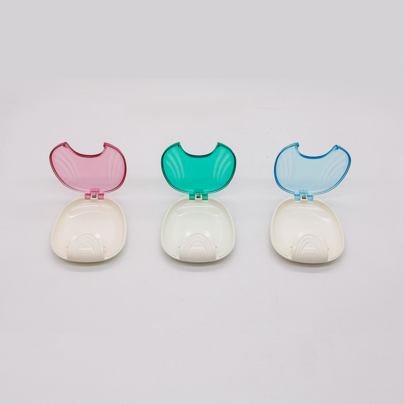 按压式贝壳型牙盒 透明牙套盒咬胶刷子收纳盒保持器盒假牙放置盒细节图