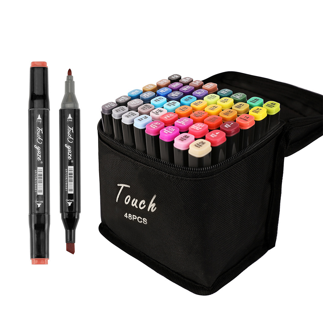 touch double-headed 24-color marker pen set, 80-color and 48-color oil-based children's watercolor pens for schoolchildren Item Picture