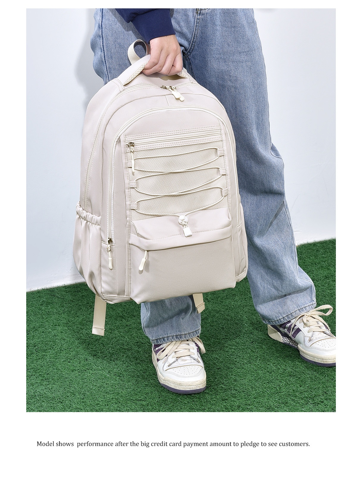 飞莎休闲简约学生书包男加厚蜂巢背包防泼水牛津布双肩包女可印lo详情21