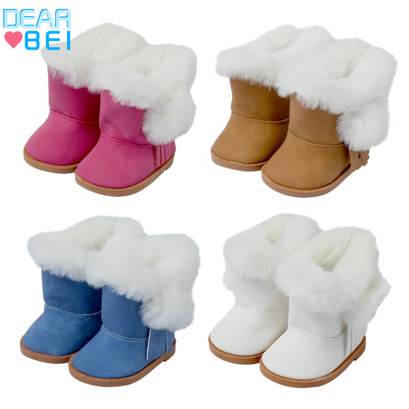 Cross-border venta caliente invierno botas de peluche BJD bondadoso juguetes zapatos 18 pulgadas niñas americanas zapatos de muñeca accesorios