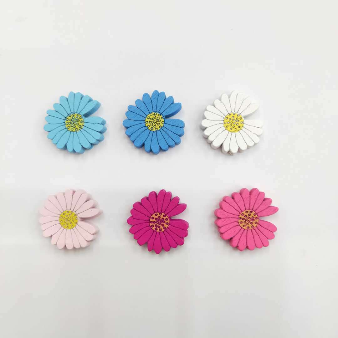 Small Daisy Car Colorful Paint Beads Cartoon Wood Beads Loose Beads Wood Beads Perforated Beads Diy Toy Accessories Specification drawing