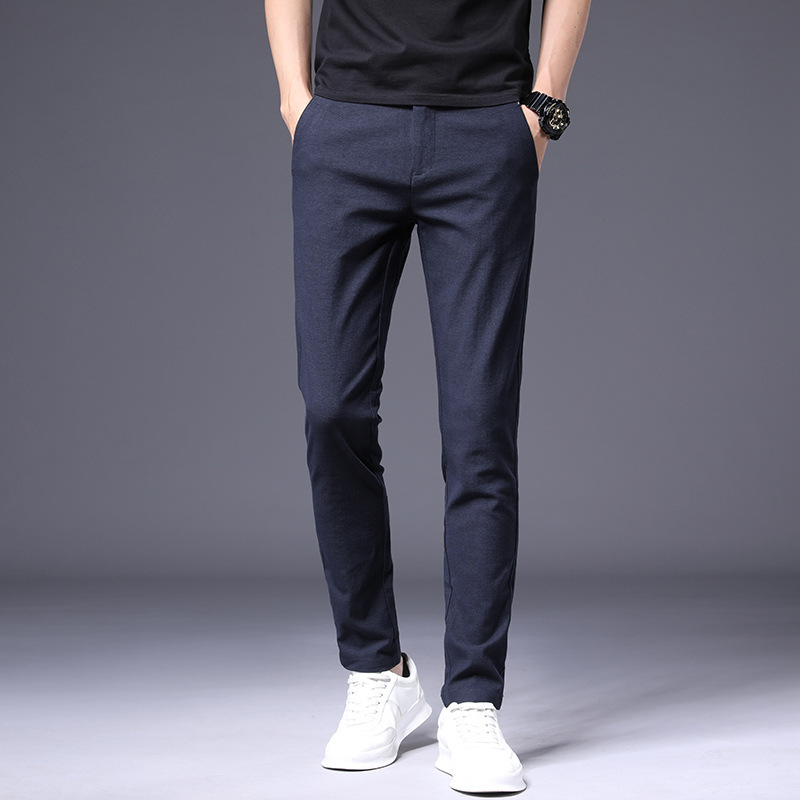 Men's casual pants 2022 Autumn/Winter new fitted business dress pants, small-leg pants, Korean-style dress pants, fashionable men's pants Specification image