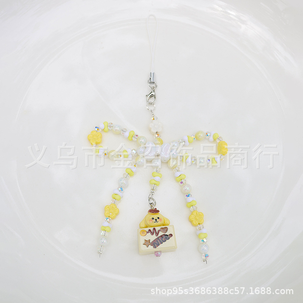 A new cute cartoon doll from South Korea, a bow phone chain, a sweet keychain pendant, and a food toy keychain pendant details Picture