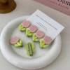 Pink flower hair clips, simple tulip clips, children's bangs, side clips of broken hair clips, small summer headwear Specification image
