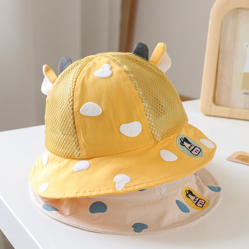 Baby hats for spring, autumn and summer: Korean style cow basin hats for boys and girls, super cute fisherman hats for sun protection Application Scenario