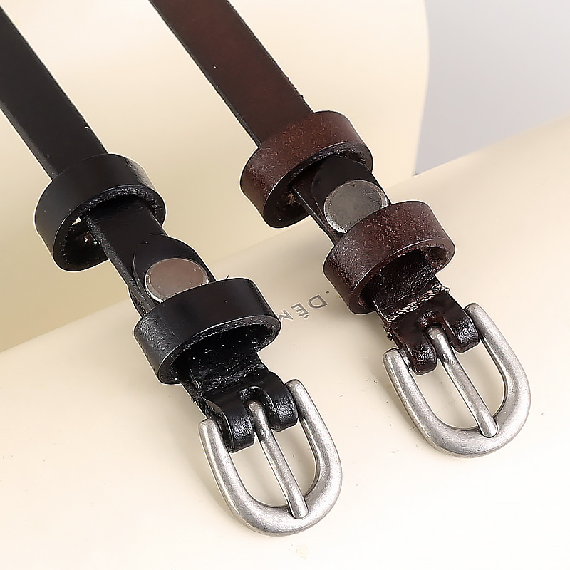 The 2024 new cross-border bestseller genuine leather belt for women with willows studs, punk retro, versatile and slimming slim waist belt is in factory stock details Picture