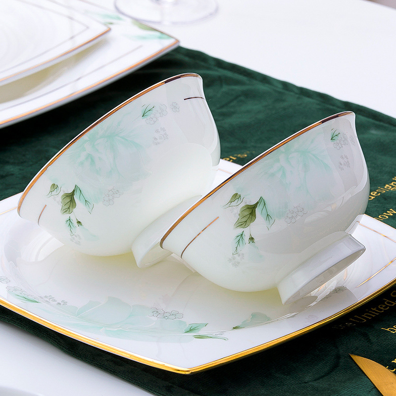 碗碟家用简约送礼单个吃饭碗景德镇陶瓷骨瓷餐具碗盘碗筷组合批发