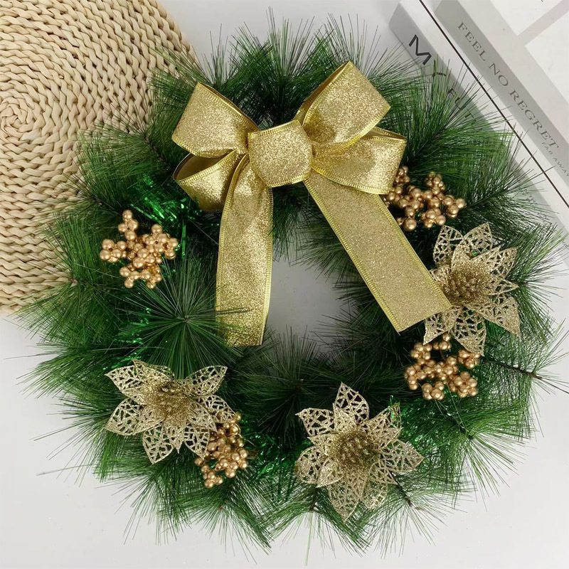The New Christmas Wreath Decorations Door Decoration Hotel Restaurant Simulation Teng Strip Christmas Wreath Shopping Mall Facade Decoration Batch details Picture