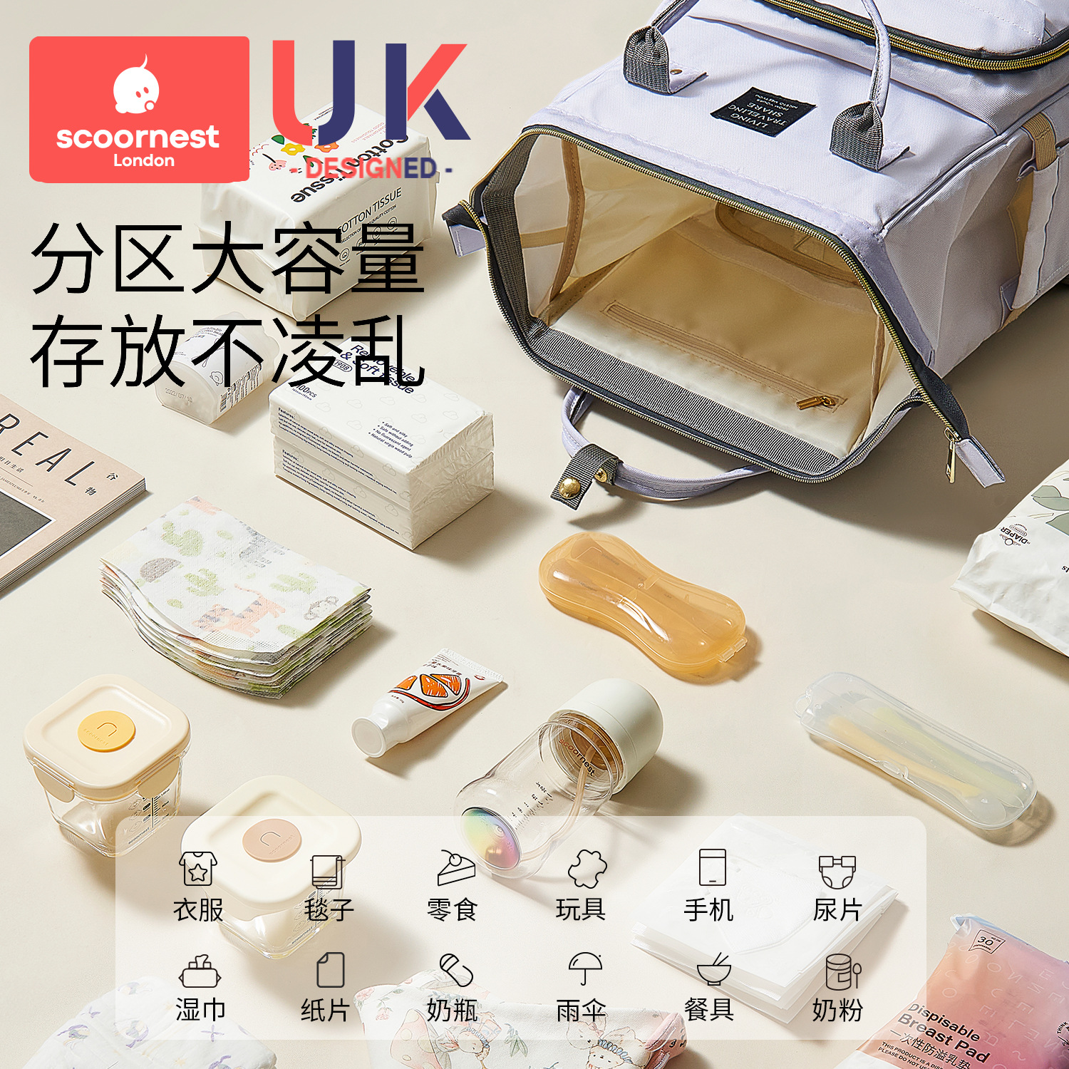 Mummy Bag, a lightweight and large-capacity 2024 new portable, double-shoulder, waterproof and multi-functional mom backpack details Picture