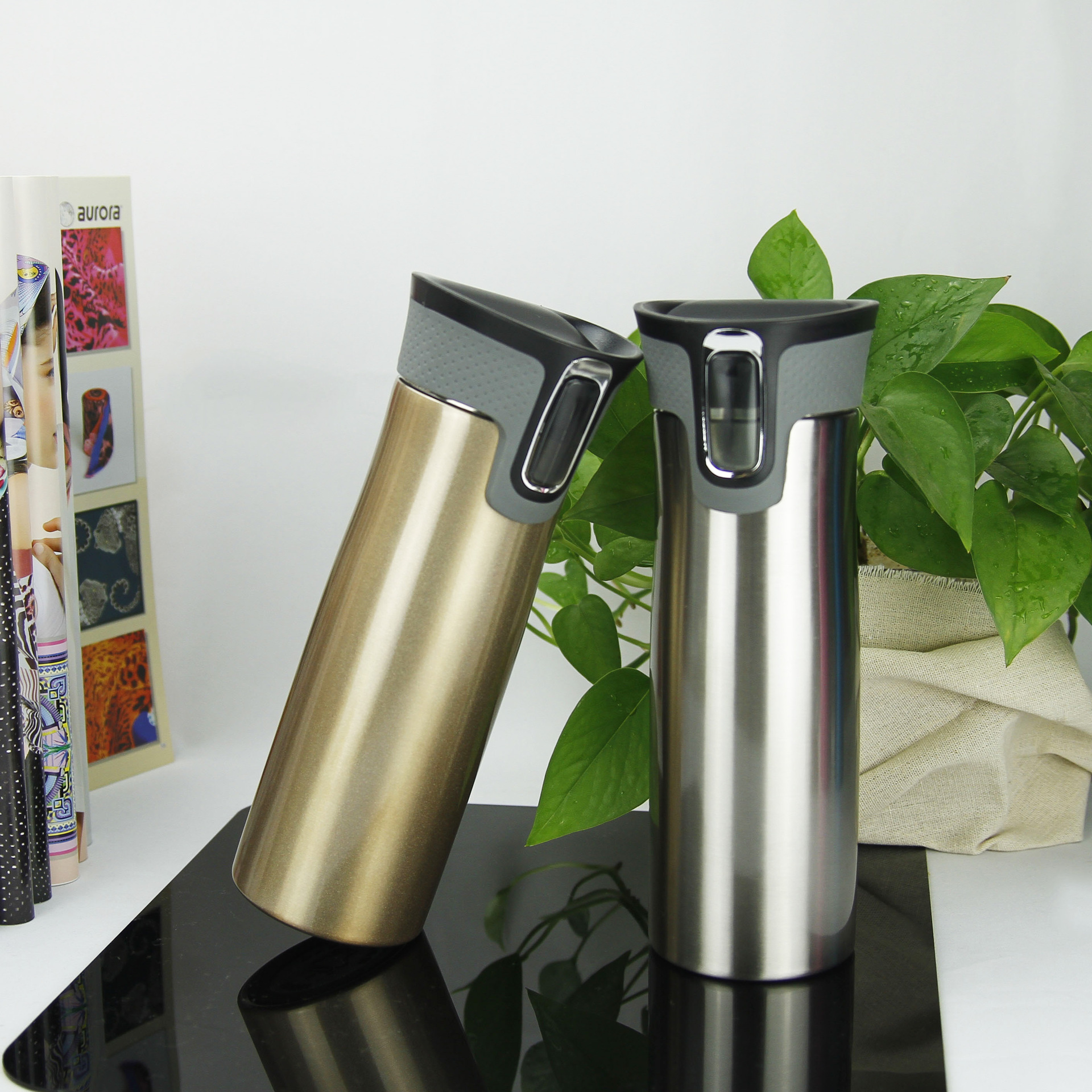 Cross-border 500ML one-click drinking water stainless steel double-layer vacuum insulated cup, business car cup, high-end gift cup Specification image