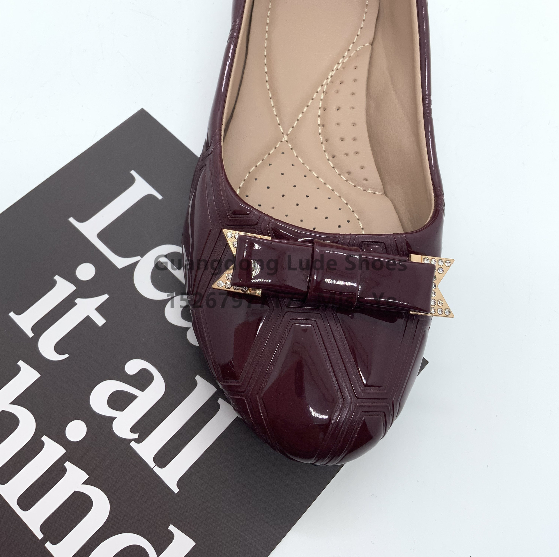 Foreign Trade Single Shoes Women's Casual Single Shoes Flat Bright Bow Single Shoes Comfortable Casual Wear Guangzhou Women's Shoes Specification drawing