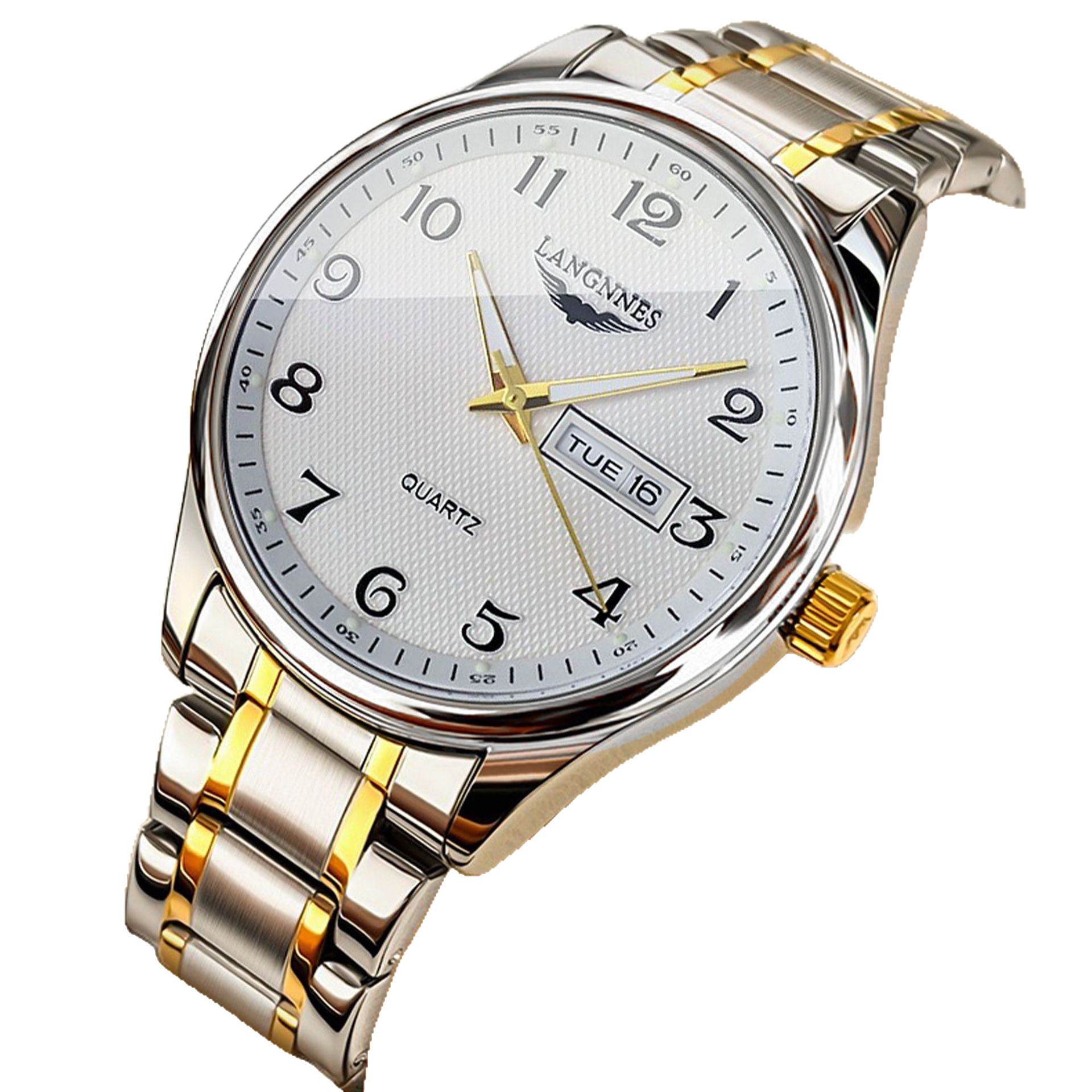 手表/日内瓦手表/金银色手表/手表男士2020休闲/速卖通水鬼表白底实物图