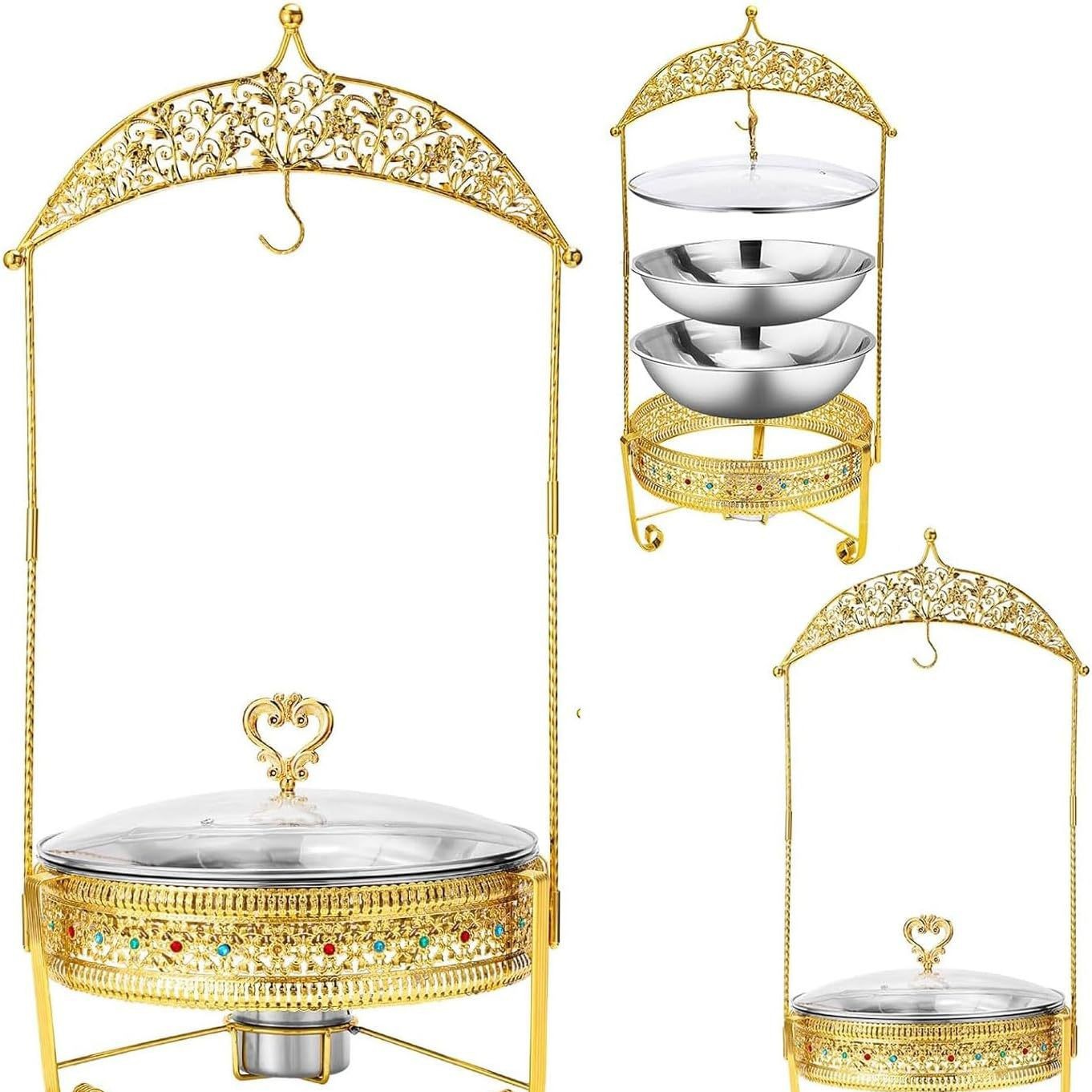 Cross-Border Source Stainless Steel Hanging Stove Restaurant Suitable For Light Luxury Luxury Iron Buffet Stove Novel Color Diamond Alcohol Stove Specification drawing