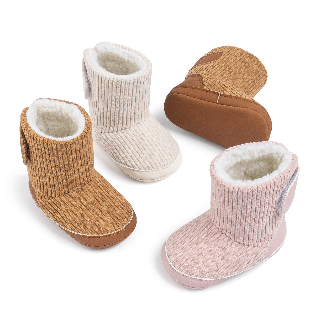 亚马逊跨境冬季婴儿鞋保暖魔术贴棉鞋加绒软底学步靴Baby shoes