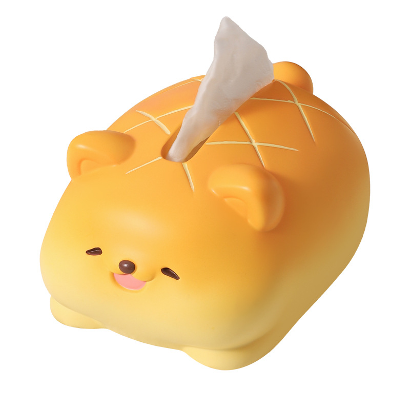 Creative pineapple bun, puppy tissue box, high appearance level decorative item, ins style living room coffee table, tissue box, home decoration Item Picture