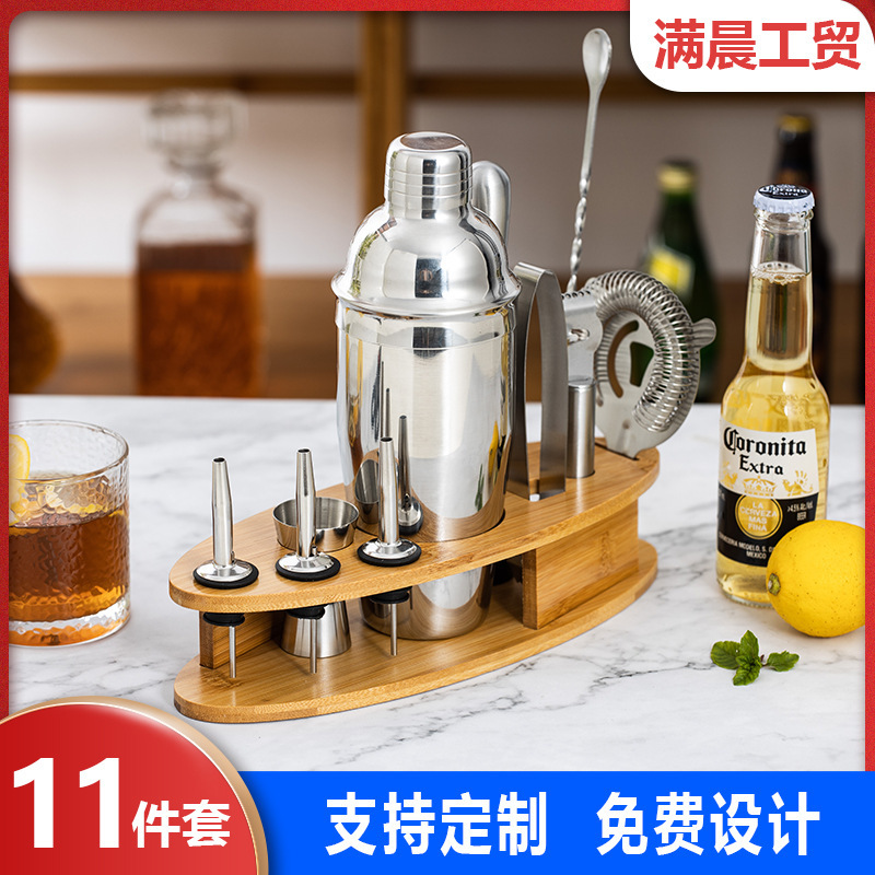 Stock Wholesale Stainless Steel Cocktail Set Bar Cocktail Shaker Shaker Shaker Set