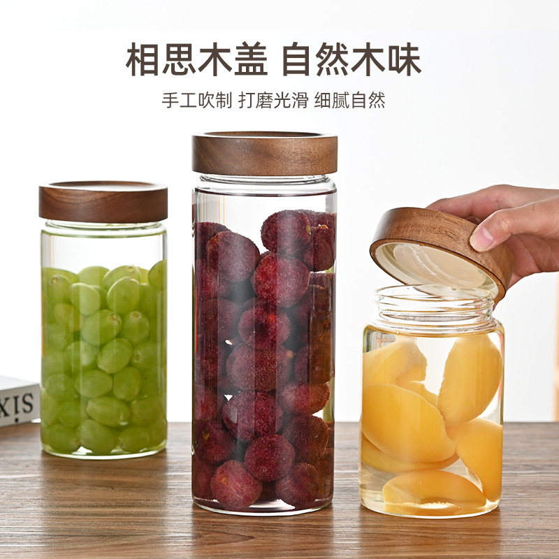 High Borosilicate Transparent Tape Cover Tea Tank Glass Storage Tank Tea Glass Tank Bamboo Storage Tank Daily Storage Application Scenario