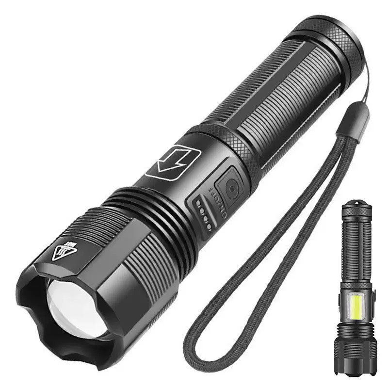 TYPE-C high-intensity flashlight, rechargeable, long-lasting outdoor zoom, long-range, multi-functional waterproof aluminum alloy lighting lamp details Picture