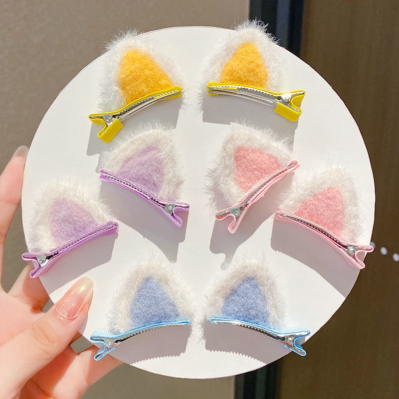 Cat-Ear Headdress Children's Hair Clip Fall/Winter New Plush Bangs Clip Side Hair Clip Little Girl Hair Clip Application Scenario
