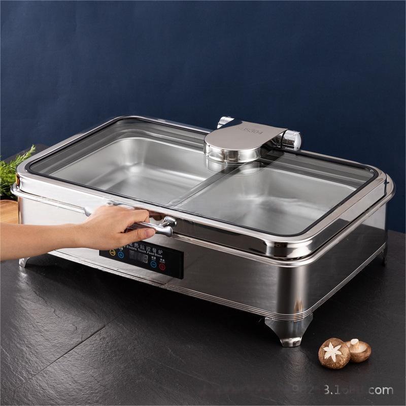 Cross-border 304 household insulated CNC glass cloth furnace, restaurant and hotel stainless steel buffet furnace manufacturer wholesale Application Scenario