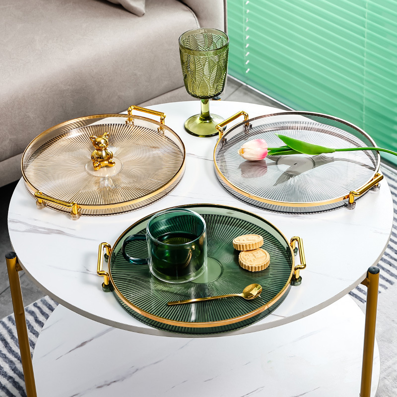 Light Luxury Phnom Penh Round Plastic Tray Household Water Cup Teacup Storage Tray Beauty Salon Commercial Tea Cup Tray