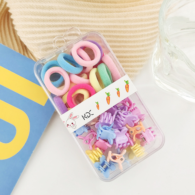 High Elastic Band Clip Set Cute And Small Children's Color Box Dual-Use Hair Accessories Do Not Hurt The Hair Circle Clip details Picture