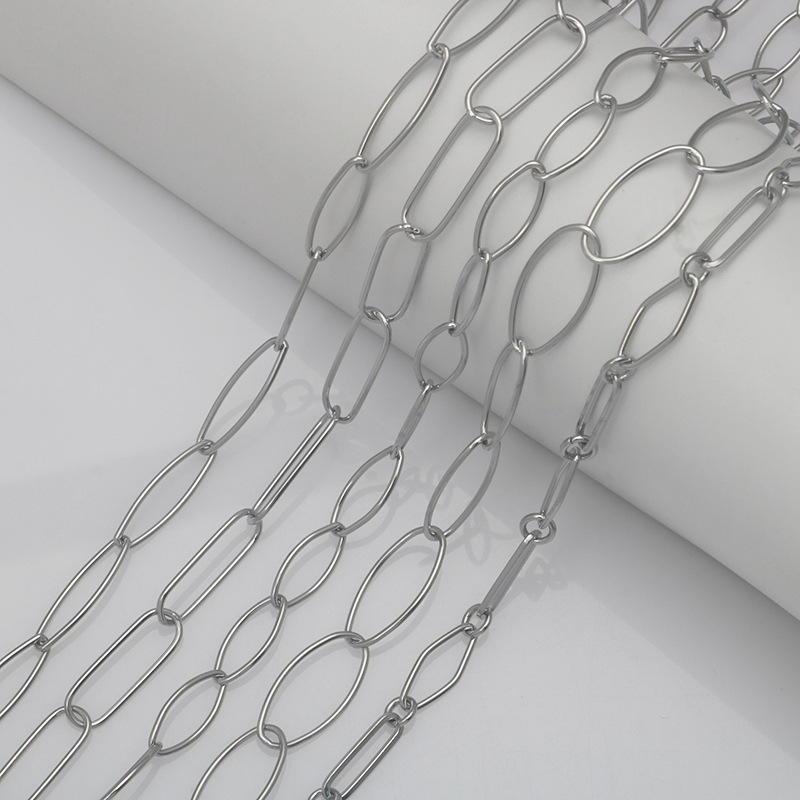 Stainless steel elliptical interlocking cross-shaped chain, bracelet, necklace, titanium steel diy semi-finished jewelry accessories details Picture