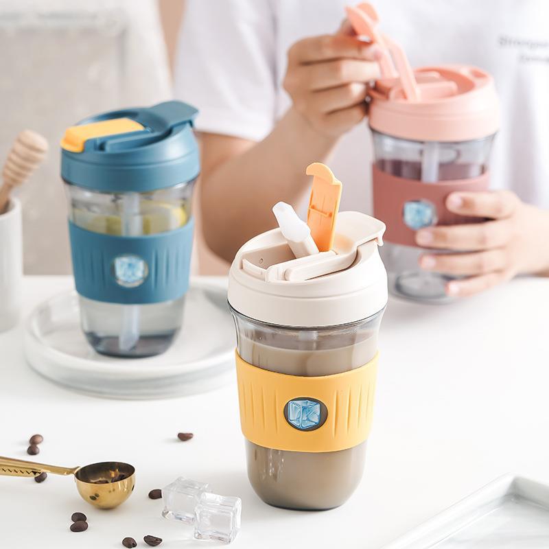 INS网红学生塑料水杯夏季吨吨杯高颜值吸管杯咖啡杯饮料大肚杯