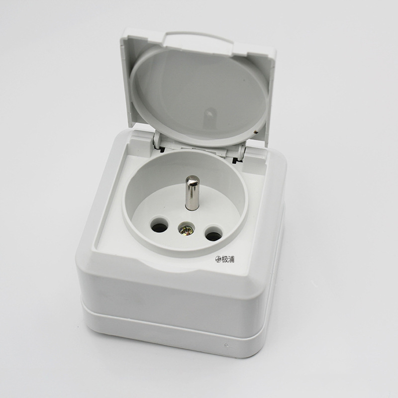 Exposed two-eye European and German standard sockets, 146 German and European exposed socket panels, exposed French and German standard sockets details Picture