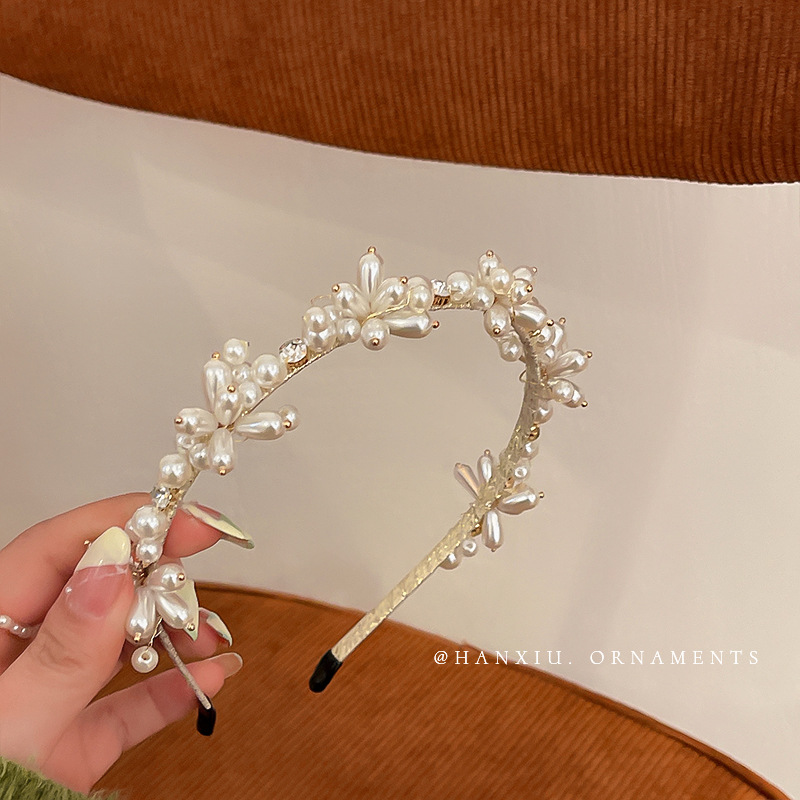 French Retro Baroque Set Diamond Pearl Headband Rhinestone Headband Court Wind Pressure Hair Headdress Irregular Hair Accessories Woman Specification drawing