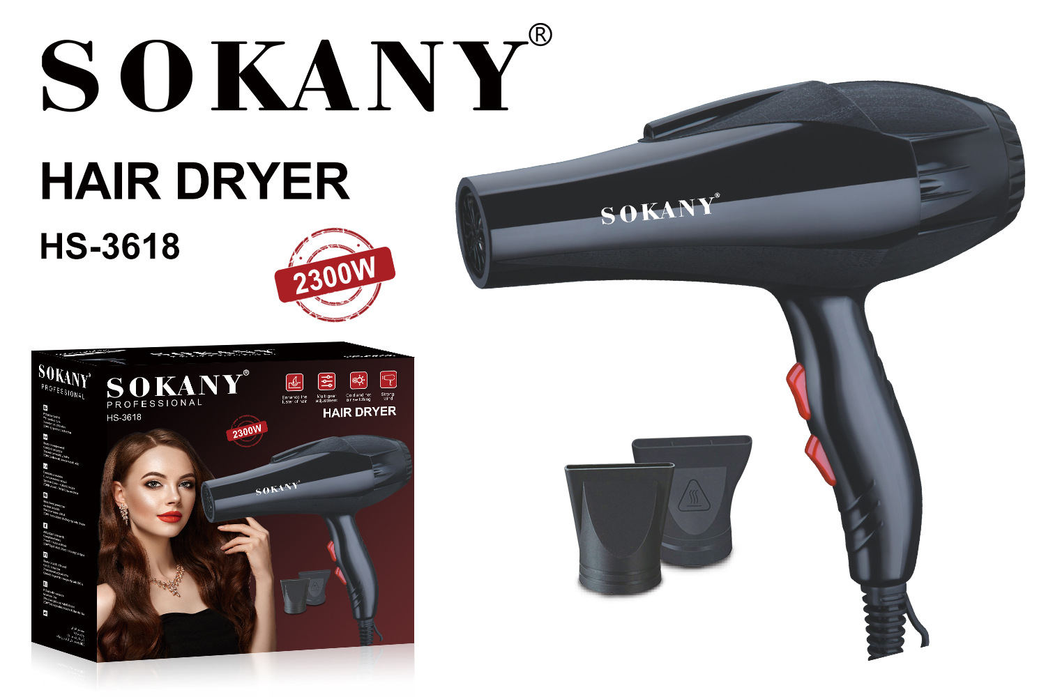 Foreign trade SOKANY 3618 Hair Dryer Household multi-functional Electric Hair dryer SOKANY Hair Dryer details Picture