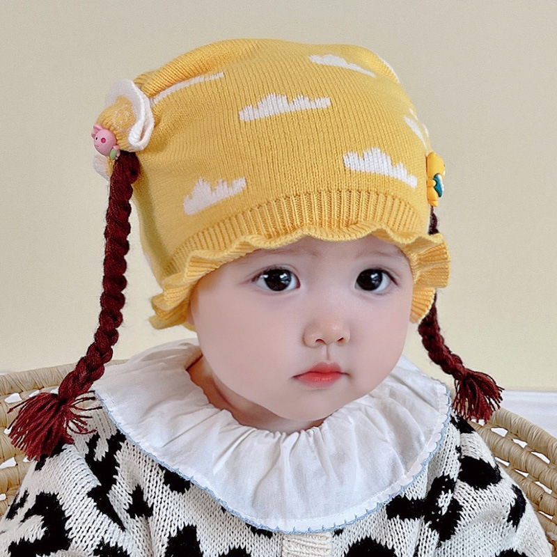 Bena Bear's new knitted caps, baby caps, warm baby caps, children's caps, and small braids Specification image