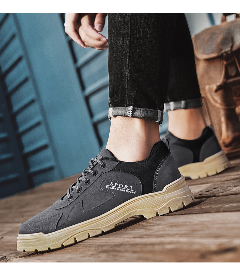 男鞋春季工地干活防滑耐磨百搭鞋子男休闲运动劳保鞋工装橡胶鞋底详情13