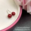Cinnabar and purple clay ear studs, imperial clay fashionable men's and women's style ear studs factory direct sales live stream 925 Silver needle details Picture