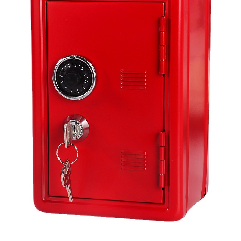 Children's standing mini savings box, creative metal lockable safe, household loose change piggy bank storage box Item Picture
