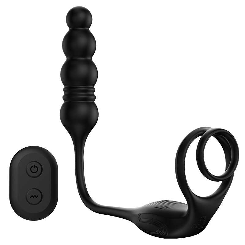 Men's massage device, fully automatic telescopic vibration anal plug with ring, wireless remote control masturbation device anal plug full figure