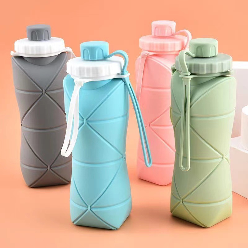 Amazon Silicone Water Cup Foldable Portable Sports Handy Cup Folding Cup Outdoor Travel Kettle 600Ml Specification drawing