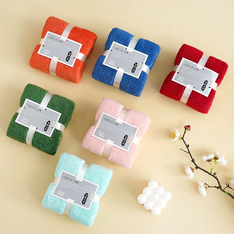 Wholesale coral fleece souvenir towels, square absorbent towels for washing faces, wedding all-cotton gifts, wedding towels as return gifts